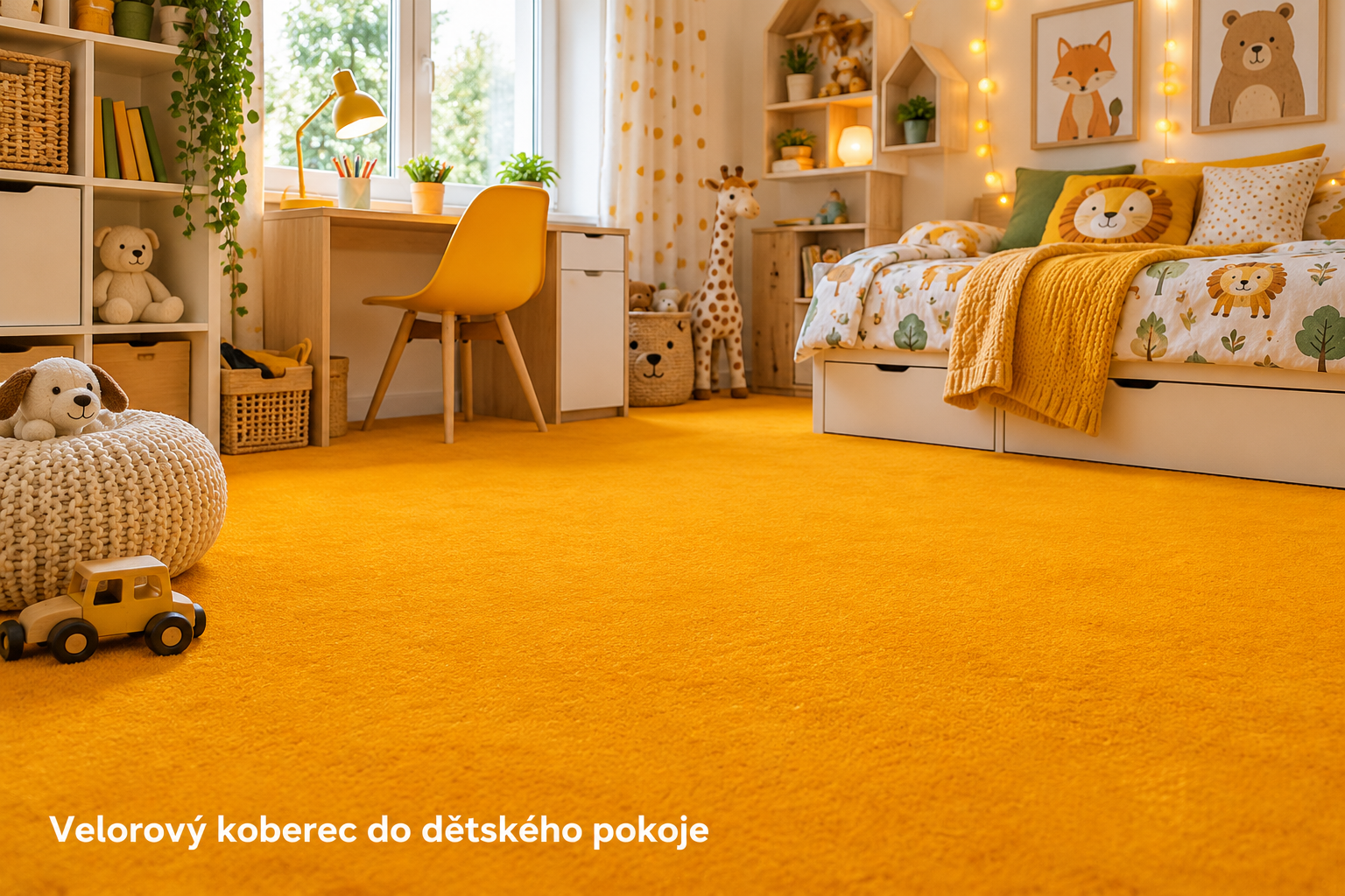 žlutý koberec do dětského pokoje